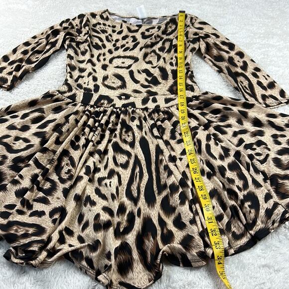 Cleo drop waist asymmetrical hem leopard print dress, size med - Picture 4 of 8